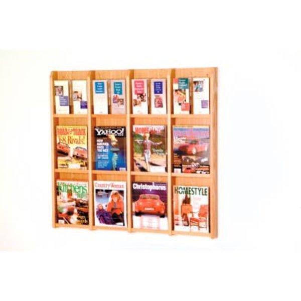 Wooden Mallet 12 Magazine/24 Brochure Oak & Acrylic Wall Display - Light Oak LM-16LO